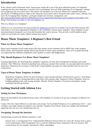 House Music Made Easy: The Best Ableton Live Templates for Beginners