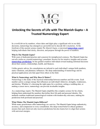 Unlocking the Secrets of Life with The Manish Gupta – A Trusted Numerology Expert
