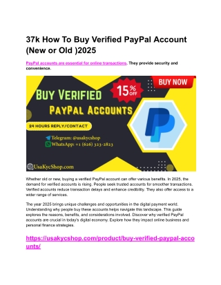 37k How To Buy Verified PayPal Account (New or Old )2025