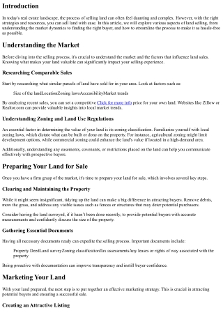 Sell Land with Ease: Simplifying the Selling Experience