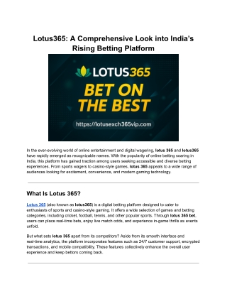 Lotus 365_ A Comprehensive Look into India’s Rising Betting Platform