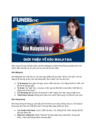Kèo Malaysia – Cơ Hội Vàng Cho Bet Thủ Tại Fun88 KYC