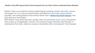 Mother’s Day 2025 Special | Flower Bouquets Order Online in Mumbai