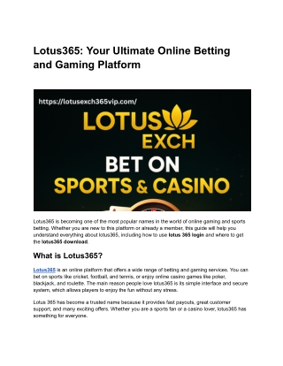 Lotus365_ Your Ultimate Online Betting and Gaming Platform