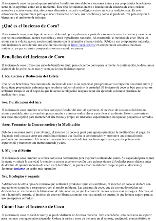 Incienso de Coco: ¿Para Qué Sirve?