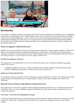 Real-Life Success Stories Using Importer of Record Services