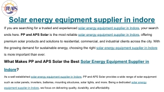 Solar energy equipment supplier in indore