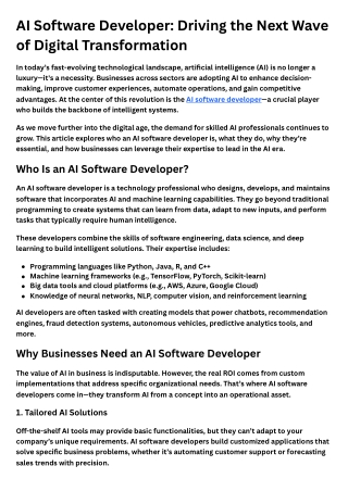 AI Software Developer Driving the Next Wave of Digital Transformation