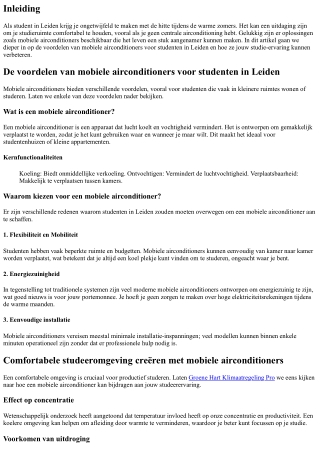 De voordelen van mobiele airconditioners voor studenten in Leiden