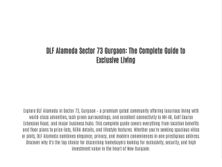 DLF Alameda Sector 73 Gurgaon: The Complete Guide to Exclusive Living