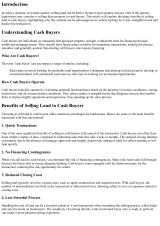 We Buy Land: Benefits of Selling to Cash Buyers