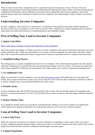 We Buy Land: Pros and Cons of Selling Your Land to Investor Companies