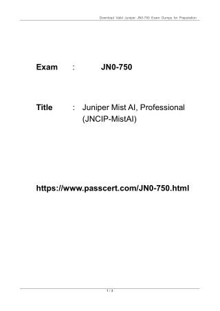 JNCIP-MistAI Certification JN0-750 Dumps For Success