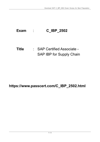 SAP IBP for Supply Chain C_IBP_2502 Dumps