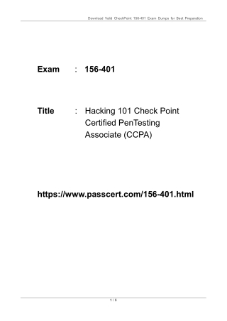 156-401 Check Point Certified PenTesting Associate Dumps