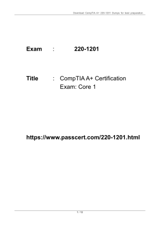 CompTIA A  Core 1 220-1201 Dumps For Preparation