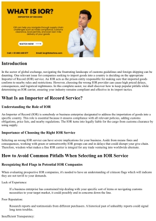 How to Avoid Common Pitfalls When Selecting an IOR Service