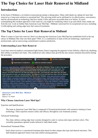 The Top Choice for Laser Hair Removal in Midland