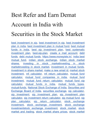 Best Refer and Earn Demat Account in India with Securities in the Stock Market