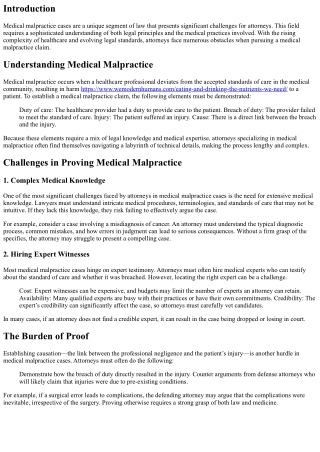 Challenges Faced by Attorneys in Medical Malpractice Cases