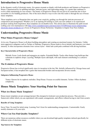 Progressive House Perfection: Templates to Inspire Your Next Anthem