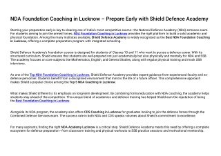 Nda Foundation Coaching In Lucnow