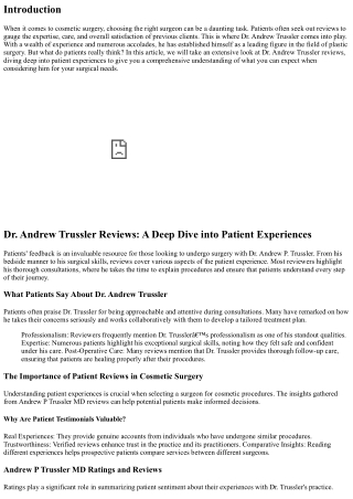 Dr. Andrew Trussler Reviews: A Deep Dive into Patient Experiences