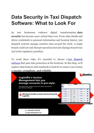 Data Security in Taxi Dispatch Software