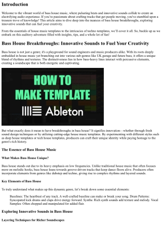 Bass House Breakthroughs: Innovative Sounds to Fuel Your Creativity