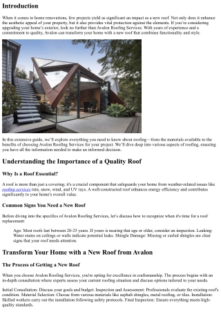 Transform Your Home with a New Roof from Avalon