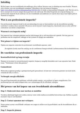 Het belang van professionele inspectie bij de aankoop van een tweedehands aircon