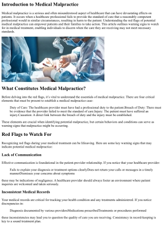 Medical Malpractice Red Flags: Warning Signs to Watch For