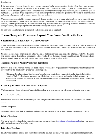 Trance Template Treasures: Expand Your Sonic Palette with Ease