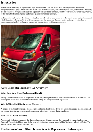The Future of Auto Glass: Innovations in Replacement Technologies