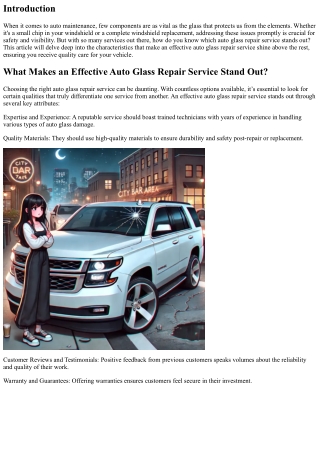 What Makes an Effective Auto Glass Repair Service Stand Out?