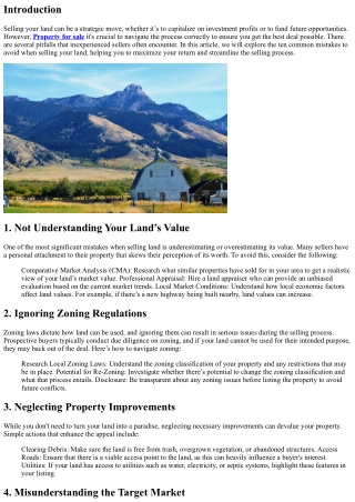 10 Mistakes to Avoid When Selling Your Land