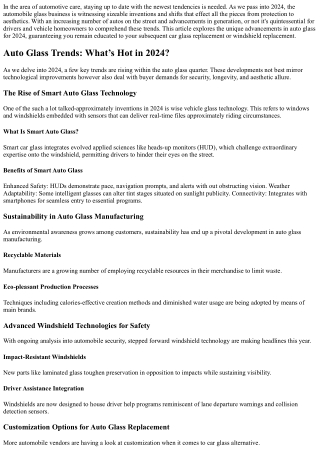 Auto Glass Trends: What’s Hot in 2024?