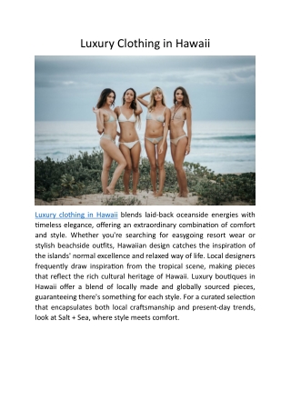 Luxury Clothing in Hawaii