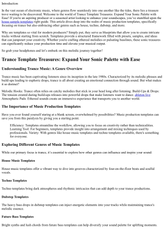 Trance Template Treasures: Expand Your Sonic Palette with Ease