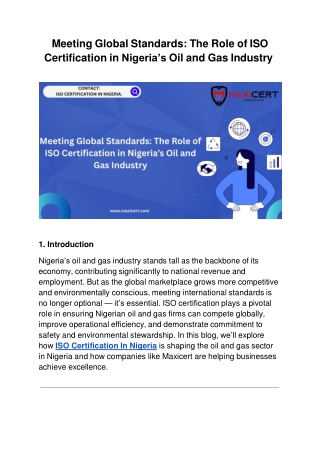 Meeting Global Standards_ The Role of ISO Certification in Nigeria’s Oil and Gas Industry
