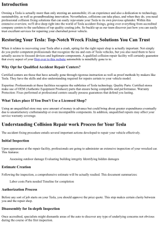 Repairing Your Tesla: Top-Notch Wreck Repair Solutions You May Trust