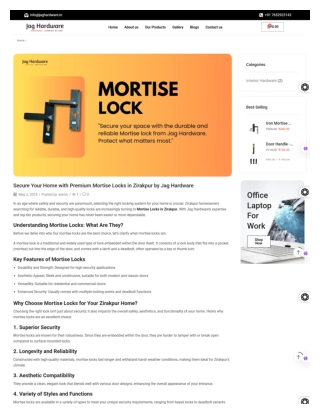 Secure Your Home with Premium Mortise Locks in Zirakpur by Jag Hardware