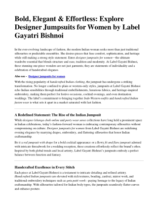 Designer Jumpsuits for Women | Label Gayatri Bishnoi