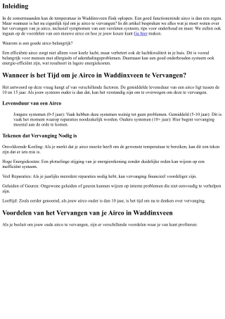 Wanneer is het Tijd om je Airco in Waddinxveen te Vervangen?