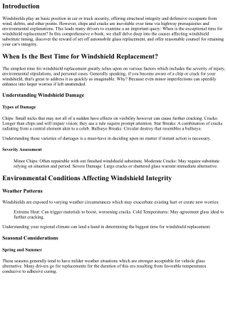 When Is the Best Time for Windshield Replacement?