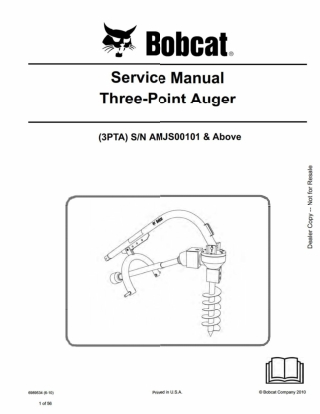 Bobcat Three-Point Auger Service Repair Manual Instant Download ((3PTA) SN AMJS00101 AND Above)