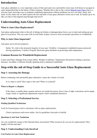 Step-by-Step Guide to a Successful Auto Glass Replacement