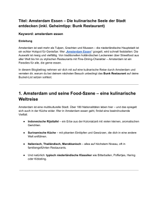 Amsterdam Essen – Die kulinarische Seele der Stadt entdecken (inkl