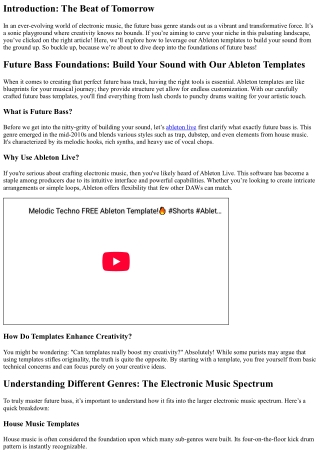 Future Bass Foundations: Build Your Sound with Our Ableton Templates