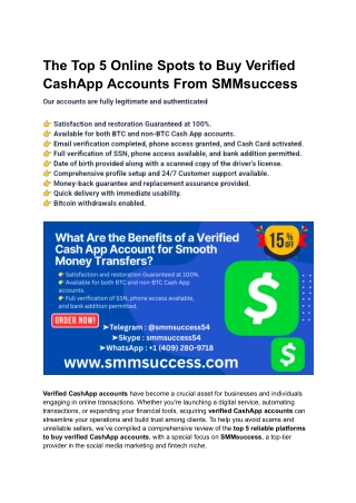 The Top 5 Online Spots to Buy Verified CashApp Accounts From SMMsuccess
